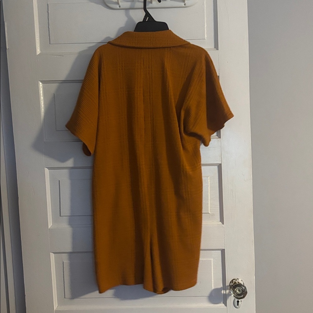 Textured Anthropologie Orange Rust Romper - Picture 5 of 5